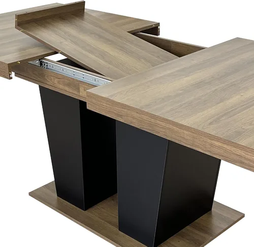 Miniatura 3 de Juego de mesa de comedor extensible de 5 piezas, juego de mesa de comedor extensible de estilo granja para 4, mesa de cocina expandible de madera