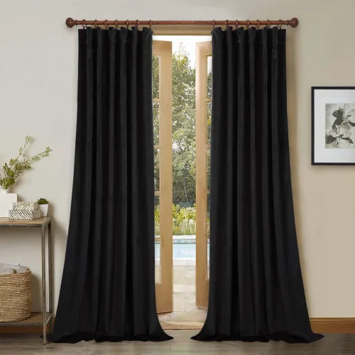 Miniatura 57 de StangH Cortinas de terciopelo súper suaves con pestaña trasera, cortinas azul marino para puerta corredera, decoración de lujo, cortinas opacas