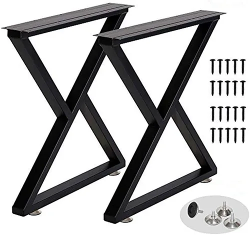 Miniatura 8 de Patas rectangulares industriales de metal de 16 pulgadas de altura, patas de banco de metal para mesa, diseño moderno de mediados de siglo, juego