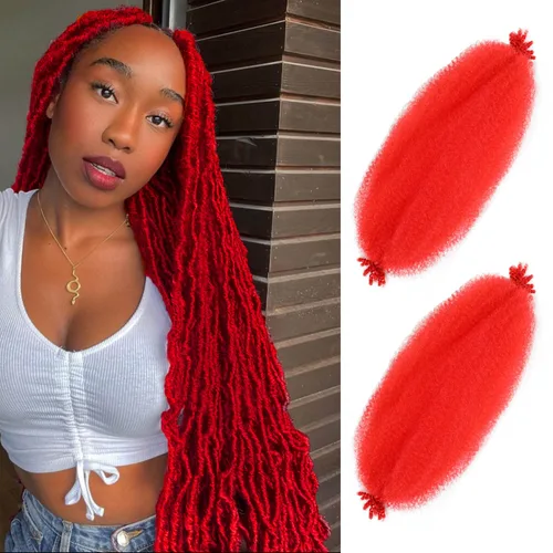Miniatura 19 de Cabello afro elástico y trenzado de 30 pulgadas 2 paquetes, cabello preesponjado y trenzado elástico pre-estirado para extensiones de cabello suave