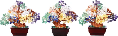 Miniatura 3 de Jovivi Gema natural de cristal de 7 chakras para árbol de dinero, base de resina estilo bonsái, decoración de Feng Shui para árboles artificiales