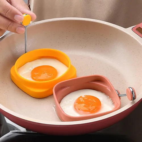 Miniatura 4 de Yelleow - Molde para freidora de huevos fritos de doble cara de grado alimenticio flexible de grado alimenticio para el hogar, anillo de huevos