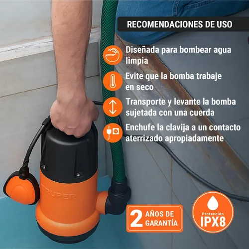 Miniatura 6 de TRUPER BOS-3/4LP Bombas de agua limpia sumergibles 3/4Hp (560 w)