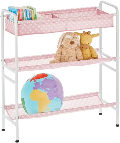 mDesign Marco de metal de 3 niveles, carrito organizador vertical de almacenamiento de juguetes para dormitorio de niños/niños, sala de juguetes,