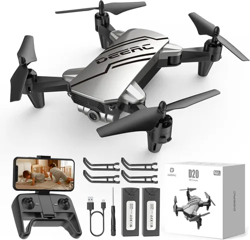 DEERC D20 - Mini dron con cámara FPV HD 720P y control remoto, control de altitud, modo sin cabeza, ajuste de velocidad de arranque con una tecla,