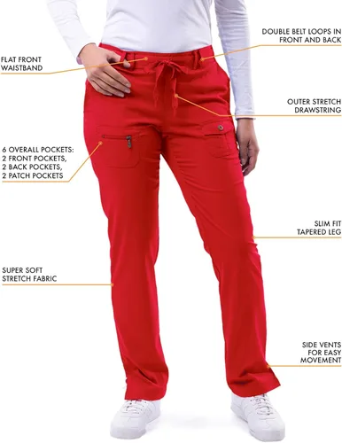 Miniatura 4 de Adar Pro Breakthrough Plus - Conjunto de uniforme médico para mujer, parte superior con cuello en V mejorado y pantalones con múltiples bolsillos