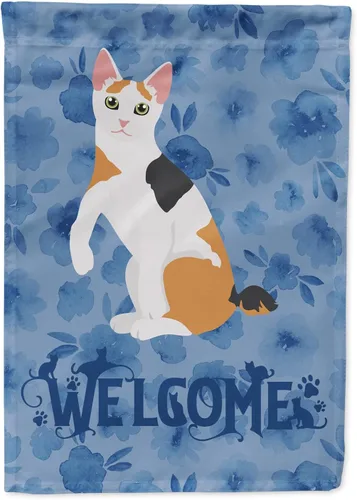 Miniatura 47 de Caroline's Treasures CK5047CHF Ojos Azules - Bandera de bienvenida con diseño de gato para casa de porche, grande, para colgar en la pared