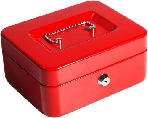 Miniatura 11 de Decaller - Caja de dinero pequeña con cerradura de llave, caja de dinero de metal portátil con doble capa y 2 llaves para seguridad, negro, 6 x 4