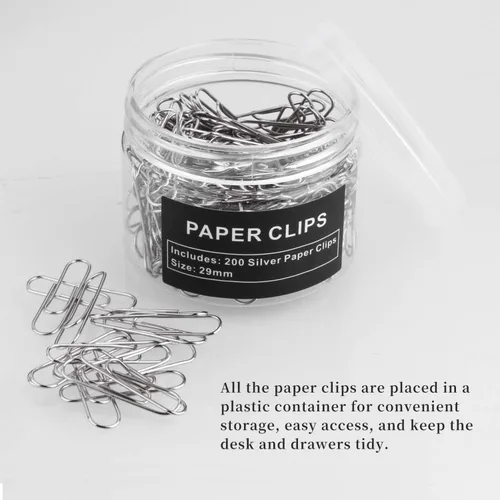 Miniatura 5 de Clips para papel, paquete de 200, clips de papel, adecuado para oficina, escuela y uso diario, también se utiliza para bricolaje diario, clip