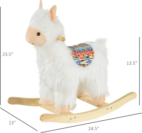 Miniatura 7 de Qaba Juguete de caballo mecedora para niños, estilo llama, tela de felpa suave para niños de 3 años en adelante