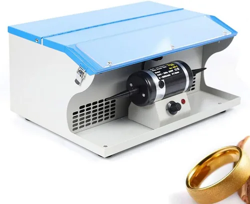 Miniatura 5 de TFCFL Máquina pulidora de joyas, herramienta de pulido de 200 W, colector de polvo con mesa ligera, pulidor de joyería, velocidad de 0-8000 RPM
