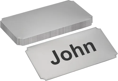 Miniatura 8 de PATIKIL Placa de identificación de metal de acero inoxidable de 3 x 1 pulgadas, grabado con láser, paquete de 10 letreros autoadhesivos, placa