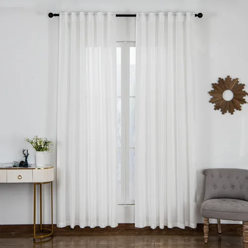 Miniatura 33 de Cortinas semitraslúcidas de lino neutro de 84 pulgadas de largo, cortinas y cortinas de lino beige crema que filtran la luz, tratamientos modernos