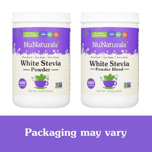 Miniatura 7 de NuNaturals Mezcla de polvo de stevia blanca, sustituto de azúcar a base de plantas, edulcorante cero calorías, 12 onzas