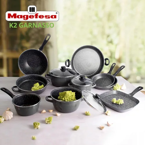 Miniatura 4 de San Ignacio MAGEFESA K2 Gransasso - Juego de 8 utensilios de cocina de acero inoxidable con sartén (18/20/9.4 in)