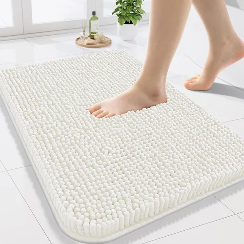 Miniatura 9 de Arotive Alfombras de baño de felpilla extrasuaves y absorbentes, de 24 x 16 pulgadas, lavables a máquina, parte trasera de goma antideslizante