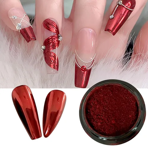 Miniatura 10 de Polvos holográficos de espejo para uñas, efecto cromado plateado, lentejuelas metálicas puras, pigmento cromado para uñas de gel UV, para decoración