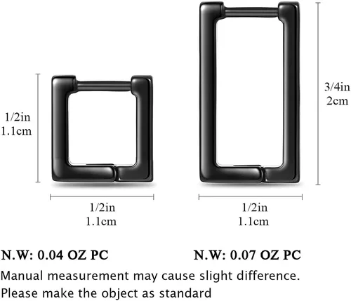 Miniatura 7 de 2 pares de aretes de aro minimalistas chapados en oro de 14 quilates, pequeños y delicados aretes geométricos cuadrados y rectangulares para niñas