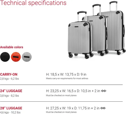 Miniatura 6 de Swiss Mobility PVG Collection - Juego de equipaje rígido de 3 piezas, maletas expandibles con ruedas giratorias de 360 grados, mango retráctil