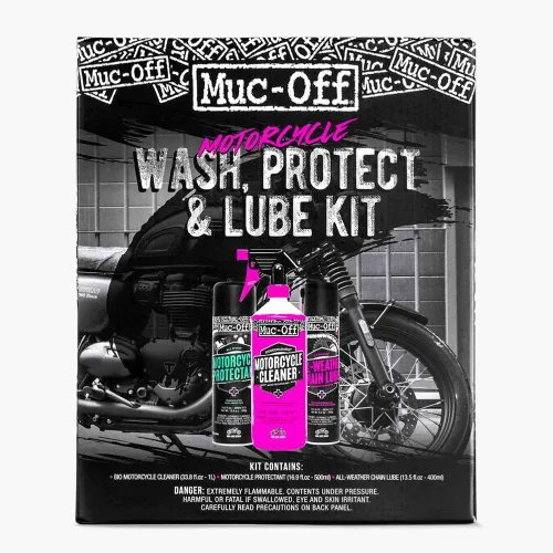 Kit de lavado, protección y lubricación para motocicleta Muc Off - Kit de limpieza para motocicleta, kit de detalle para motocicleta - Incluye