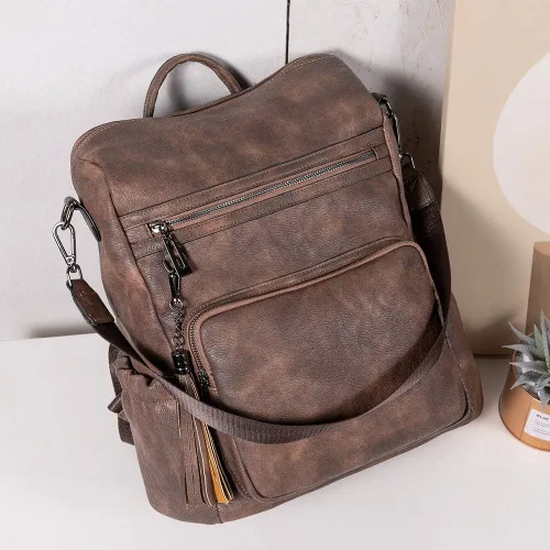 Miniatura 8 de CLUCI Mochila Bolso para Mujeres Mochila de Viaje de Cuero Grande Mochila para Mujeres Diseñador de Moda Bolsas de Hombro para Dama con Borla