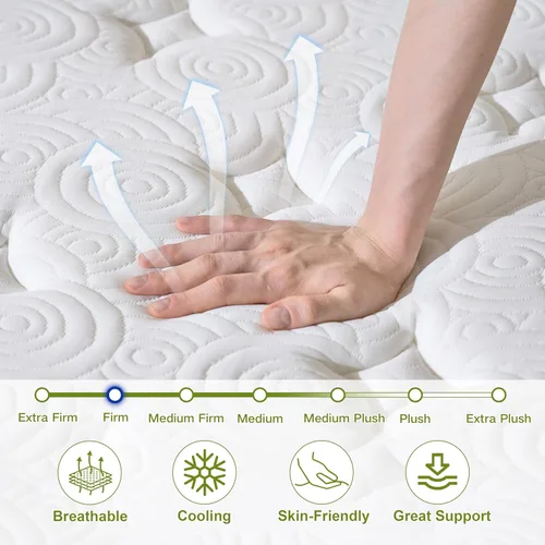 Miniatura 3 de Onlylucky Colchón individual de 12 pulgadas, colchón firme de tamaño individual en una caja con espuma viscoelástica de gel y resortes individuales