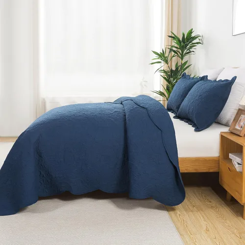 Miniatura 126 de HoneiLife - Juego de colcha de tamaño Queen, juego de ropa de cama de pana bordada de 3 piezas, colcha de lujo, ligera, cálida, para todas las Pana