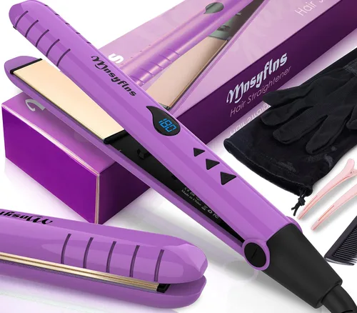 Plancha plana de cerámica de calentamiento rápido 2 en 1, pantalla LCD de temperatura, placas anchas para cabello corto y largo, alisador de viaje