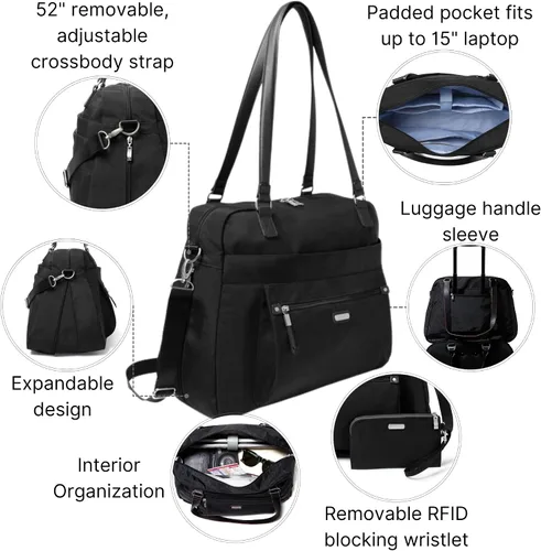 Miniatura 5 de Baggallini Overnight Expandable Laptop Tote with RFID Phone Wristlet