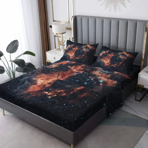 Miniatura 8 de Galaxy Sheets - Juego de sábanas de tamaño individual, sábanas de microfibra suave y bolsillo profundo, sábanas y fundas de almohada estampadas sin