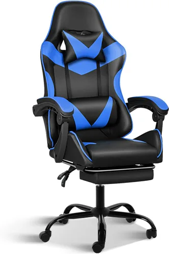 Miniatura 13 de YSSOA Silla giratoria de videojuegos y para oficina, ergonómica, con respaldo alto y asiento de altura ajustable, color rojo Rojo con reposapiés