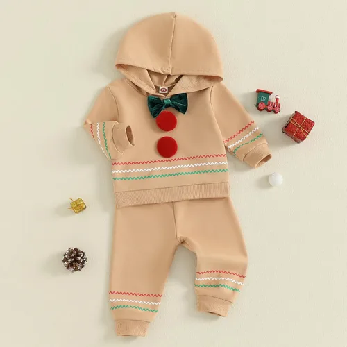 Miniatura 99 de Conjunto de ropa de otoño e invierno para bebé y niño, sudadera larga con capucha y pantalones para niños pequeños, 6, 12, 18, 24 meses, 2T