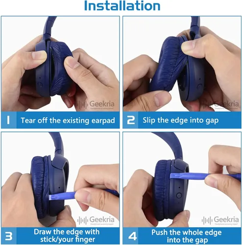 Miniatura 5 de Geekria Almohadillas de repuesto de cuero sintético para auriculares JBL JR300, JR300BT, T450BT, T500BT, Tune 500, Tune 500BT, Tune 510BT, Tune