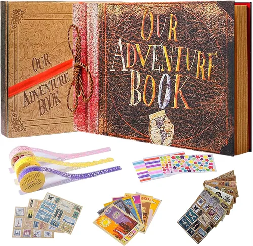 Miniatura 18 de Nuestro Libro de Aventuras de 12 x 12 pulgadas, Álbum de Recortes Grande Hecho a Mano, Libro de Recortes de Viaje, 60 páginas, álbum DIY