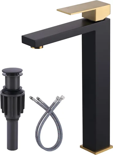 Miniatura 10 de Grifo de baño negro ARCORA Grifo negro mate para lavabo de baño Grifo de baño moderno de un solo agujero con líneas de suministro cUPC y desagüe