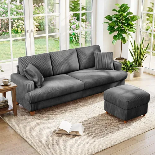 Miniatura 35 de Kidirect Silla de acento extragrande de 35.5 pulgadas, sillas de sala de montaje fácil, silla de lectura de pana para dormitorio, sillas de acento