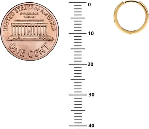 Miniatura 3 de Ritastephens Pendientes de aro Huggie Hoops de oro amarillo real de 14 quilates (mini o pequeño)