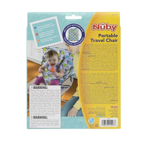 Miniatura 11 de Nuby On The Go Silla de viaje portátil para bebés y niños pequeños, correas ajustables de seguridad de 5 puntos, más de 6 meses, se pliega en una