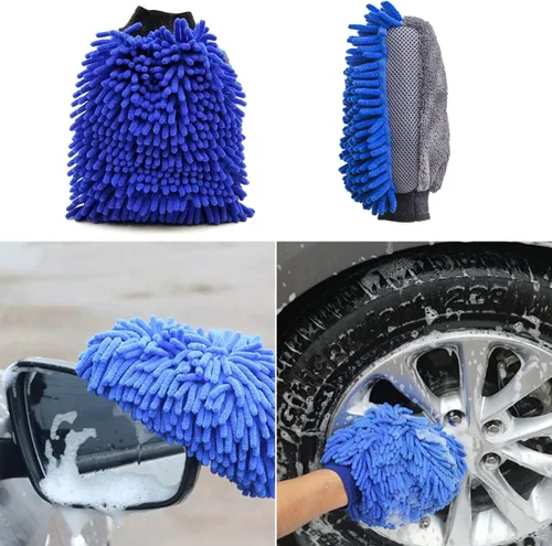 Miniatura 5 de BMLEI Cepillo de lavado de autos con mango largo, manopla de microfibra de chenilla, 1 cabezal de repuesto, poste de extensión de cepillo de rueda