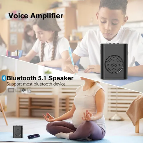 Miniatura 5 de Amplificador de voz inalámbrico con micrófono Lavalier inalámbrico, altavoz Bluetooth, sistema PA, soporte USB/TF/SD, micrófono omnidireccional