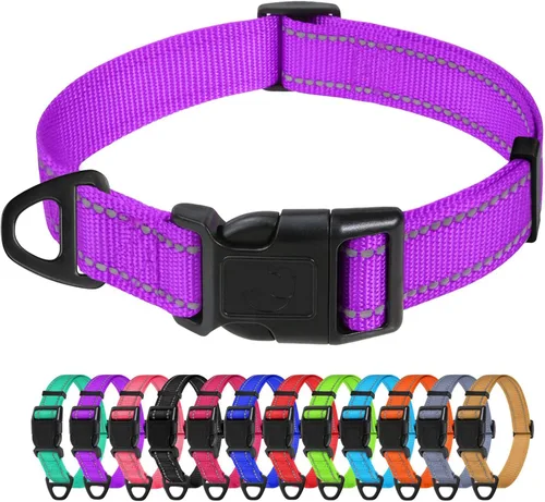 Miniatura 11 de TagME Collares de nailon reflectantes para perros, collar ajustable clásico para mascotas con hebilla de liberación rápida para perros pequeños