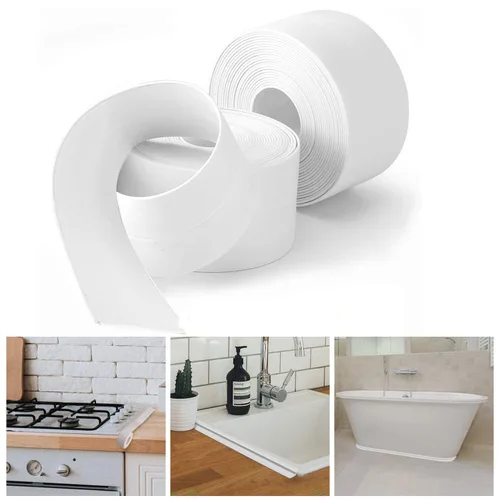 Miniatura 7 de Cinta selladora para calafateo de baño y cocina, cinta adhesiva de PVC para sellar la bañera y las paredes, sellador para azulejos de ducha (azul)