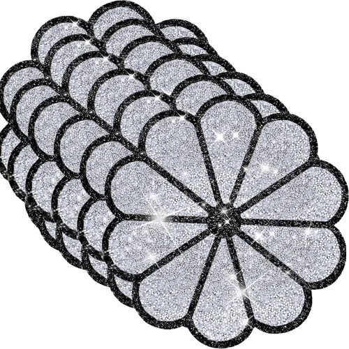Miniatura 43 de Juego de 1 mantel individual redondo en negro, manteles individuales brillantes resistentes al calor, lavables, para cena, cocina, boda, decorativos