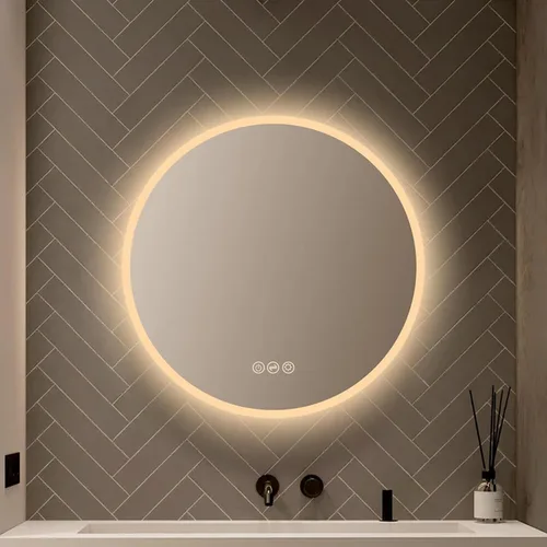 Miniatura 2 de Blossom Espejo de baño LED redondo de 24 pulgadas, espejo de tocador retroiluminado regulable con luz profesional CRI 90+, 0.197 in, antivaho