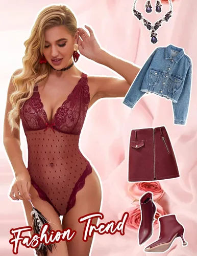 Miniatura 4 de Avidlove Lencería de peluche para mujer lencería de una pieza