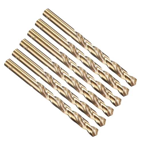 Miniatura 313 de PATIKIL Broca Jobber de 0.039 in, vástago recto M35 cobalto 5% acero de alta velocidad 135° acabado dorado para metal duro de acero inoxidable - 2