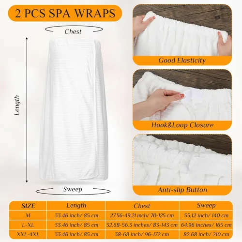 Miniatura 2 de Tigeen 2 toallas para mujer, bata de spa ligera a rayas con cierre ajustable, parte superior elástica, bata de baño suave para spa