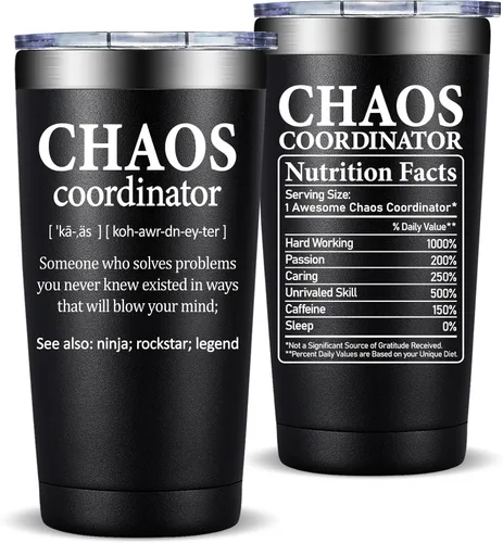 Miniatura 10 de Fufandi Chaos Coordinator - Vaso de agradecimiento para mujeres, regalos de agradecimiento para profesores empleados, regalo del día del jefe