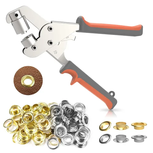 Kit de ojales NEU MASTER, juego de herramientas de ojales de 3/8 pulgadas con juego de alicates de 500 piezas, juego de alicates de ojales de mano