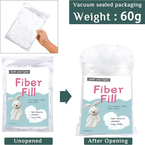 Miniatura 3 de LOKUNN Fibra de poliéster de 2.12 oz/60 g, relleno de fibra de poliéster (2.12 oz ~ 3.97 libras), relleno para animales de peluche, relleno